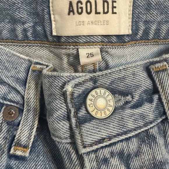 Agolde Denim Straight Leg Jeans with Distressed Hem - Picture 3 of 4
